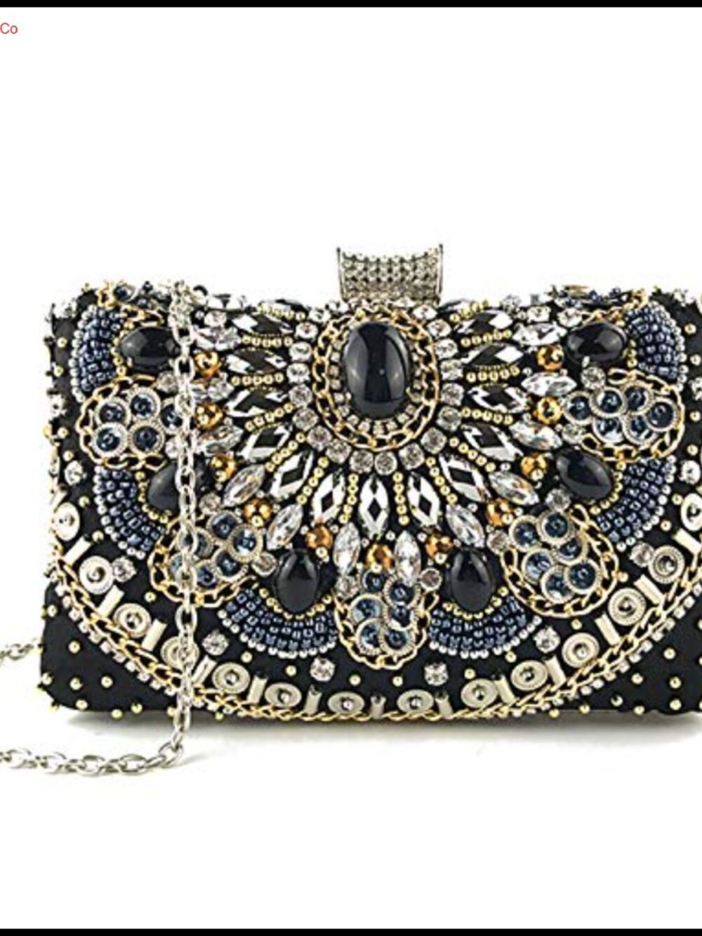 Crystal Rhinestone Evening Clutch Bag with Chain Strap